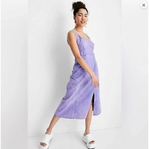 Future Collective Women's Tie-Dye Corset Denim Sleeveless Dress Sz 6 - Violet